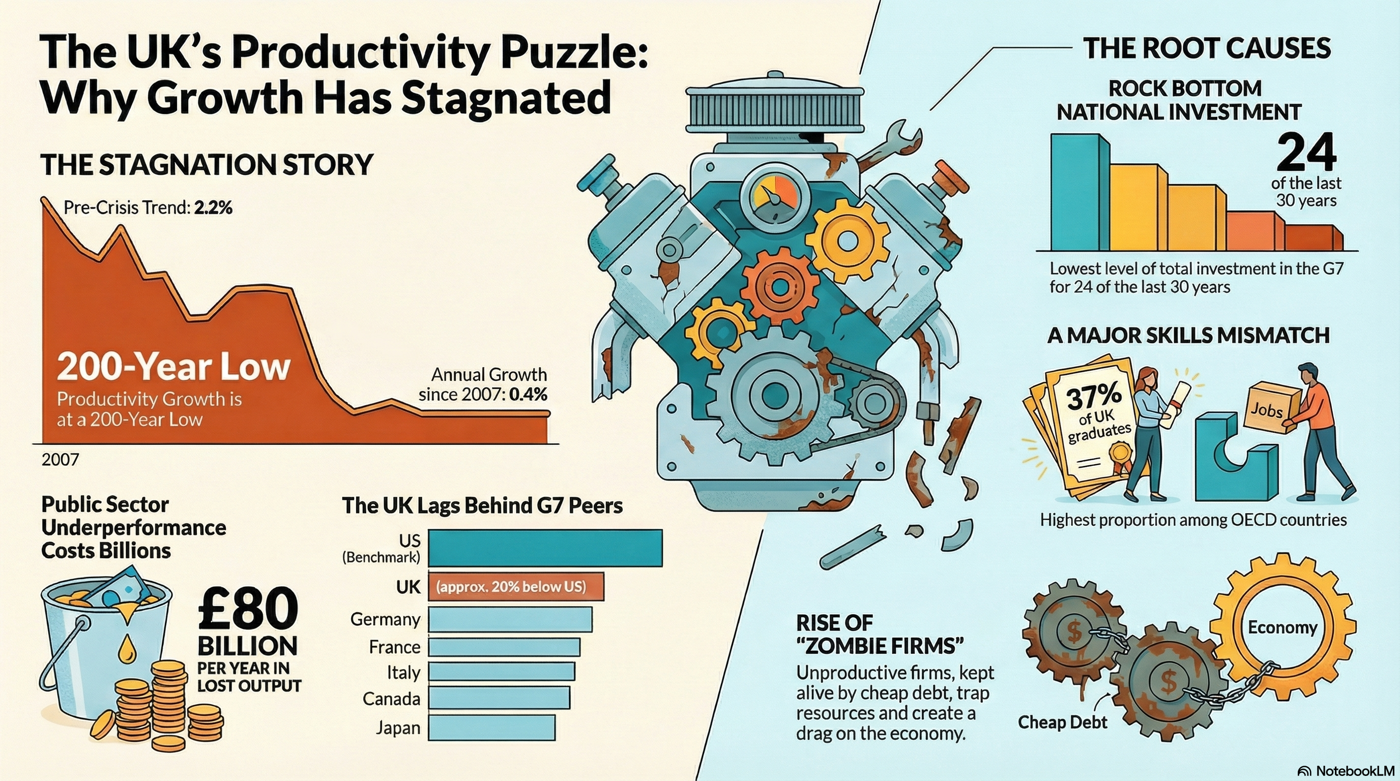 The Productivity Puzzle: Britain's Stagnant Economy - Infographic